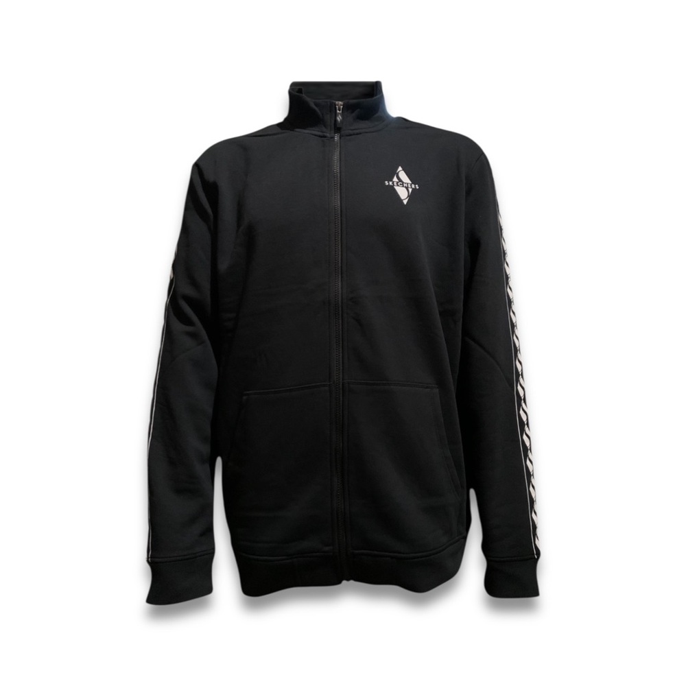 MENS HIGH NECK DIAMOND CHAIN PRINT ZIP SWEATER PLUS SIZE